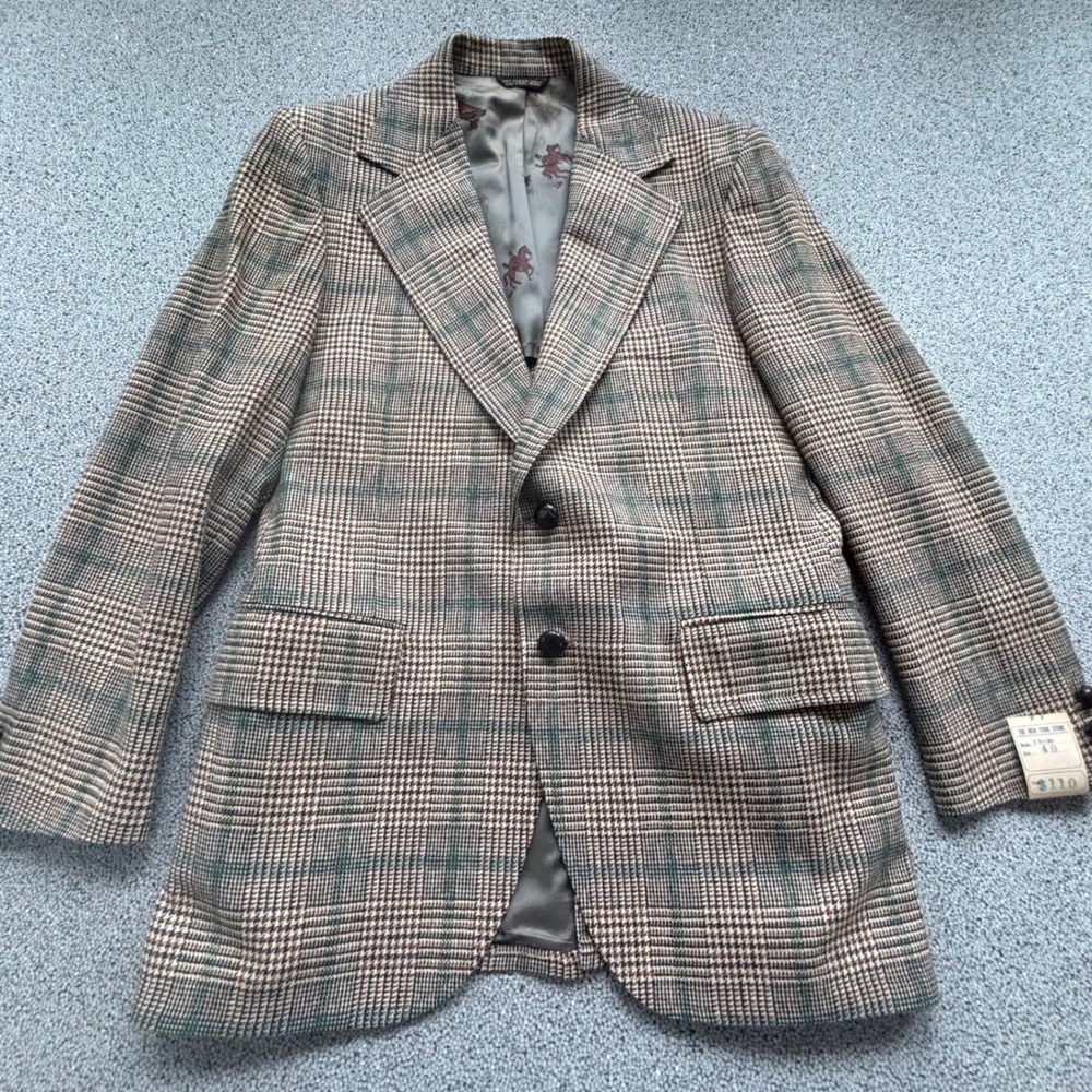 Clipper Craft NY Store 60-70's Blazer 40R Brown Plaid NWT Deadstock Academia - Picture 4 of 12